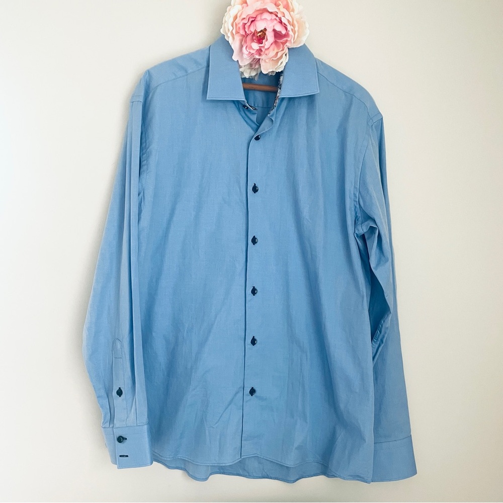 Bertigo Long Sleeve Blue Shirt Flip Cuffs Large